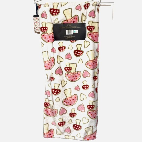 Rachel Roy Mushrooms Hearts Throw Blanket Red Pink Valentine Day Oversized 60x70 - Picture 6 of 7